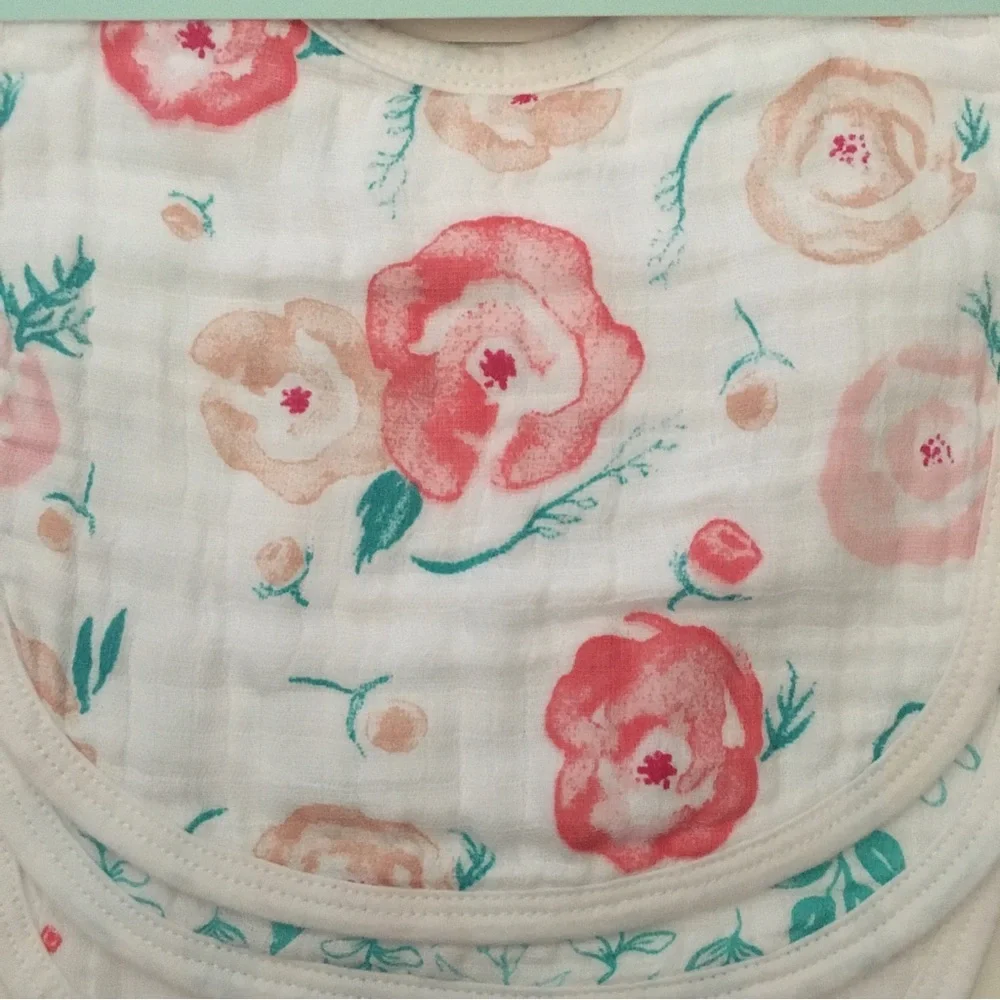 Snap Bibs 100% Cotton Muslin Floral Prints Set of 3 NEW | aden + anais